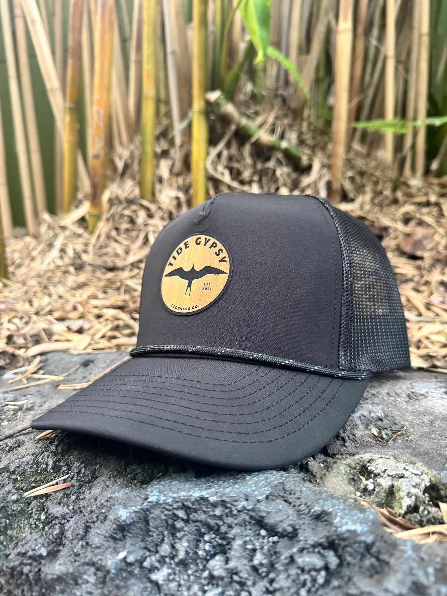 Black Trucker with Bamboo Patch