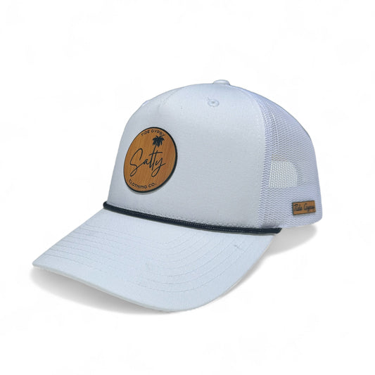 White Snapback with Salty Patch - Bamboo