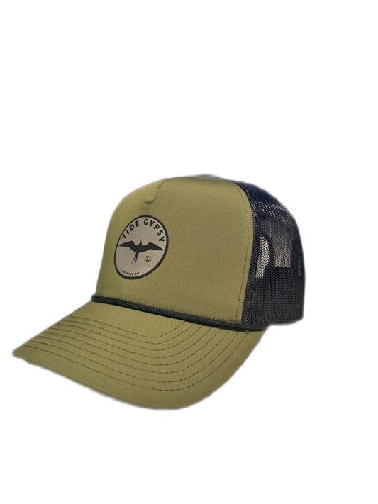 Green Trucker with Gray Patch