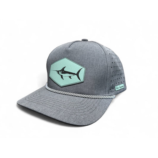 Heather Gray Hydro Performance with Swordfish Patch - Teal