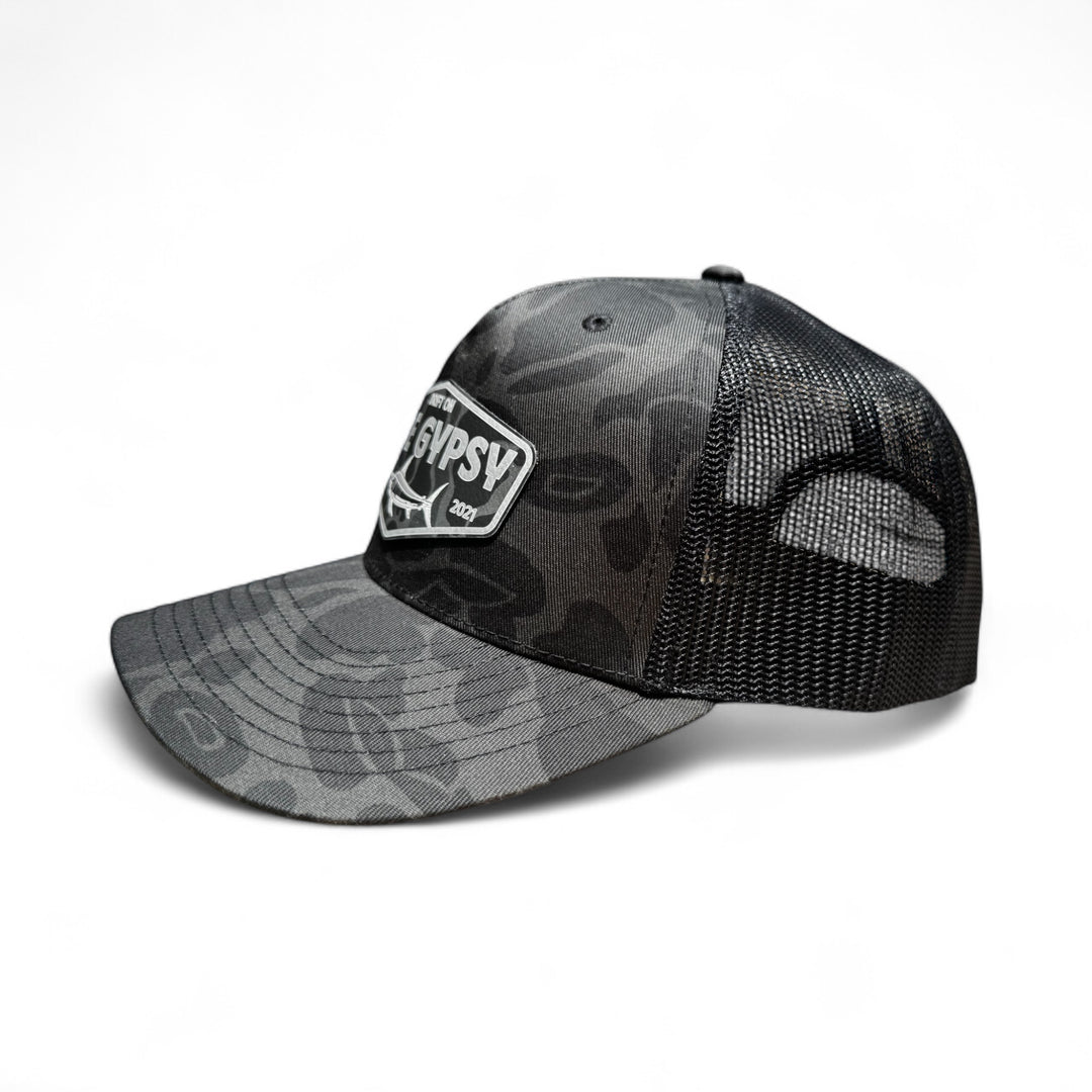 Gray Camo Snapback with Swordfish - Storm Camo