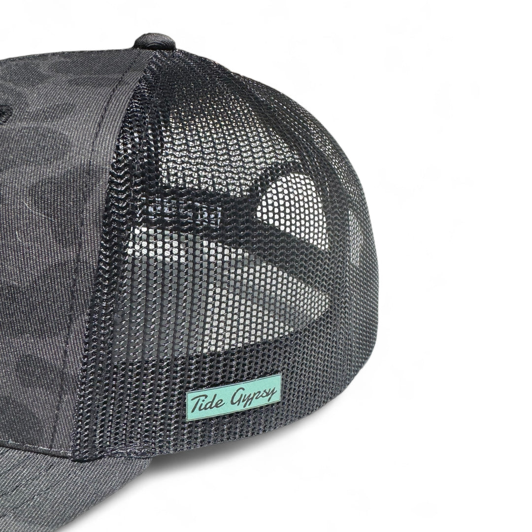 Gray Camo Snapback with Frigate Patch - Teal