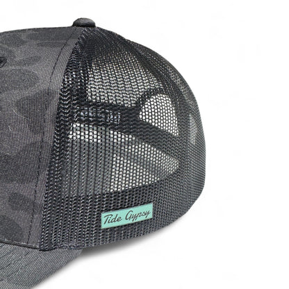 Grey Camo Snapback with Frigate Patch - Teal