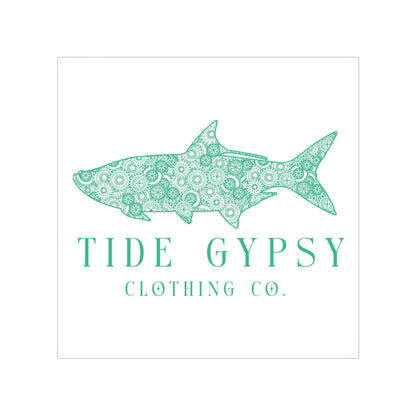 Mechanical Tarpon Transparent Outdoor Sticker, Square