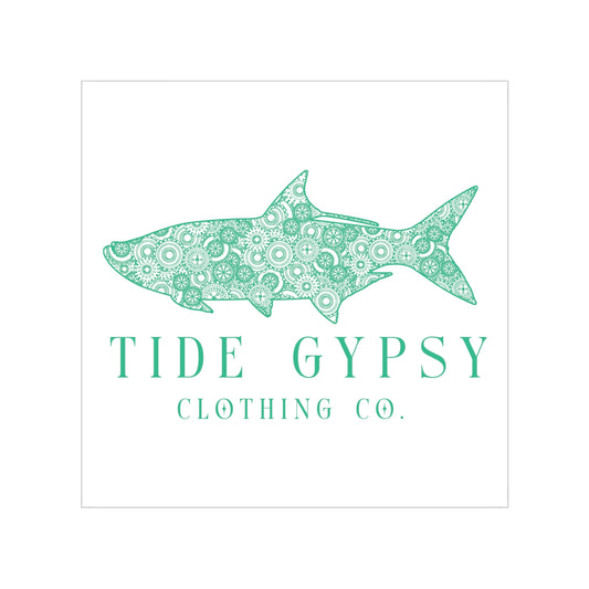 Mechanical Tarpon Transparent Outdoor Sticker, Square