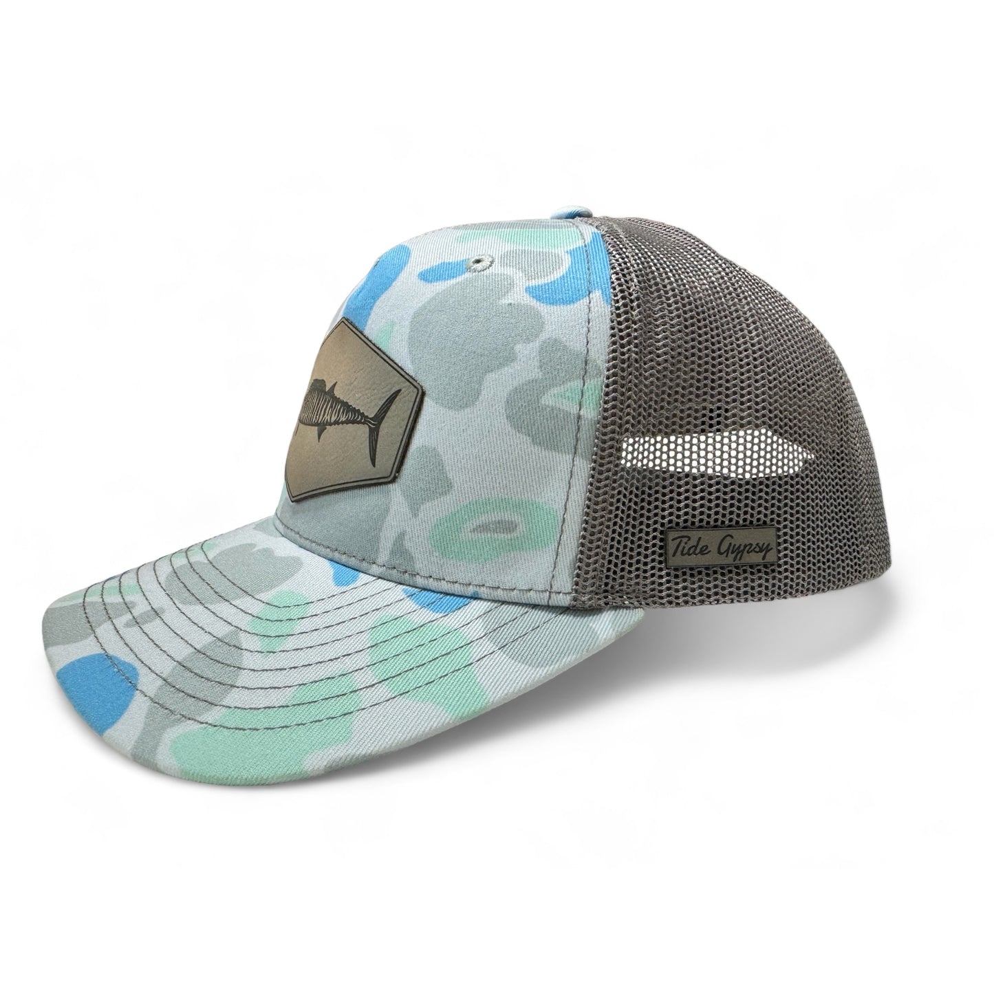 Blue Camo Snapback with Wahoo Patch - Grey