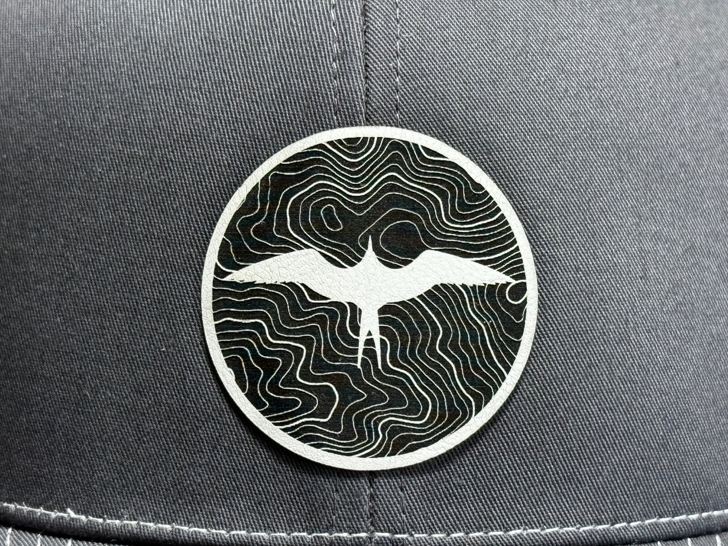 Charcoal Snapback with Frigate Topo Circle Patch - White