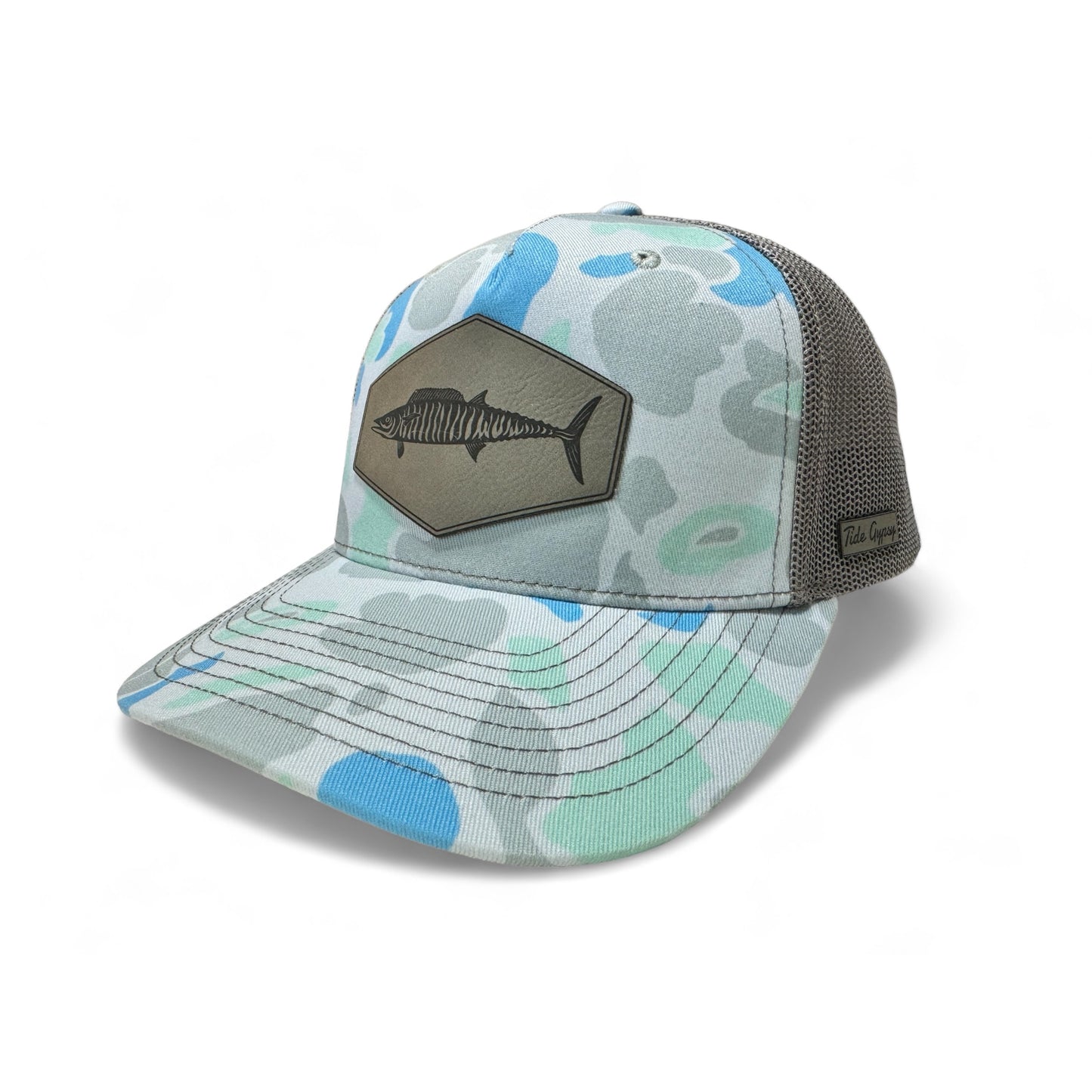 Blue Camo Snapback with Wahoo Patch - Grey