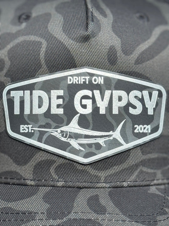 Gray Camo Snapback with Swordfish - Storm Camo
