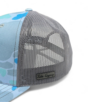 Blue Camo Snapback with Grouper Patch - Grey