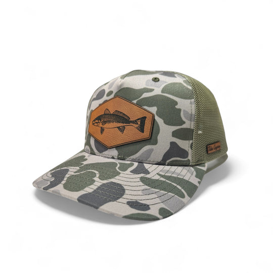 Duck Camo Snapback with Redfish Patch - Rawhide
