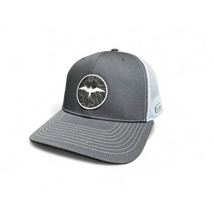 Charcoal Snapback with Frigate Topo Circle Patch - White