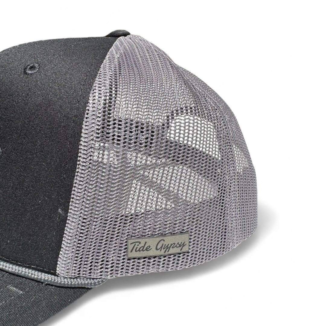 Black Snapback/ Gray Rope with Wahoo Patch - Grey