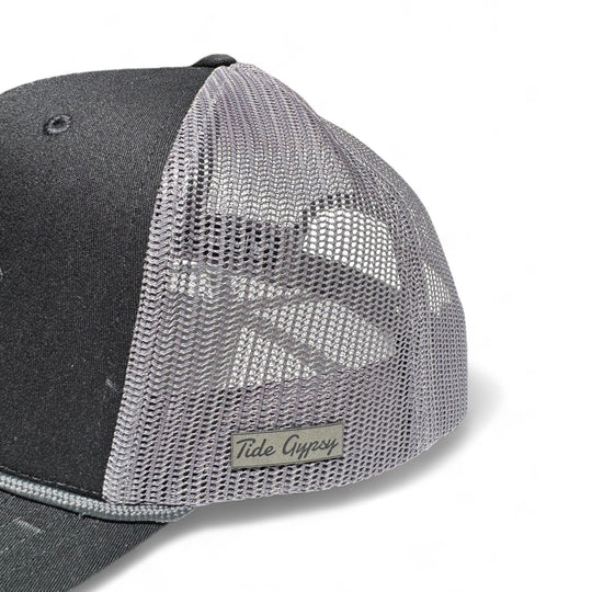 Black Snapback/ Gray Rope with Wahoo Patch - Grey