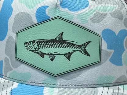 Saltwater Camo Snapback with Tarpon Patch - Teal