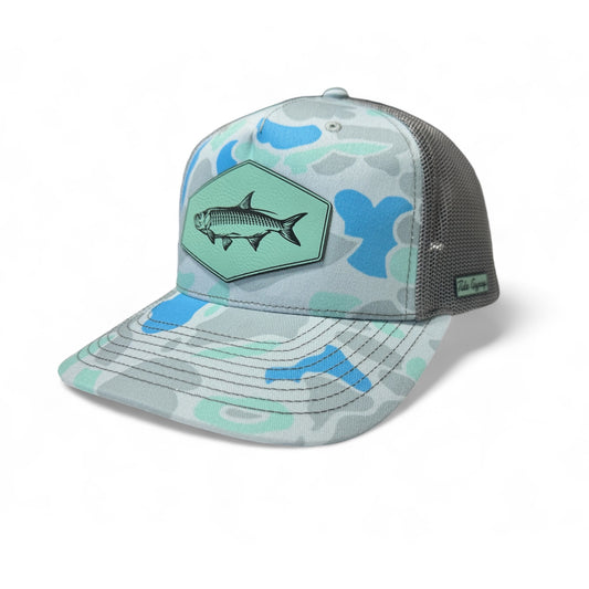 Saltwater Camo Snapback with Tarpon Patch - Teal