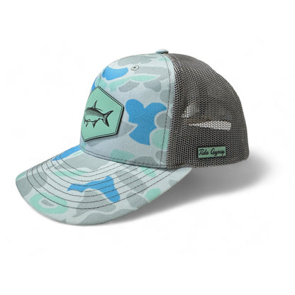 Saltwater Camo Snapback with Tarpon Patch - Teal