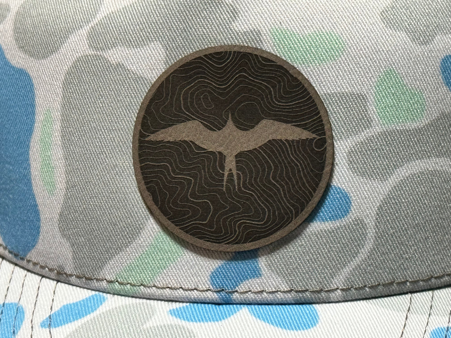 Saltwater Camo Snapback with Frigate Topo Patch - Gray