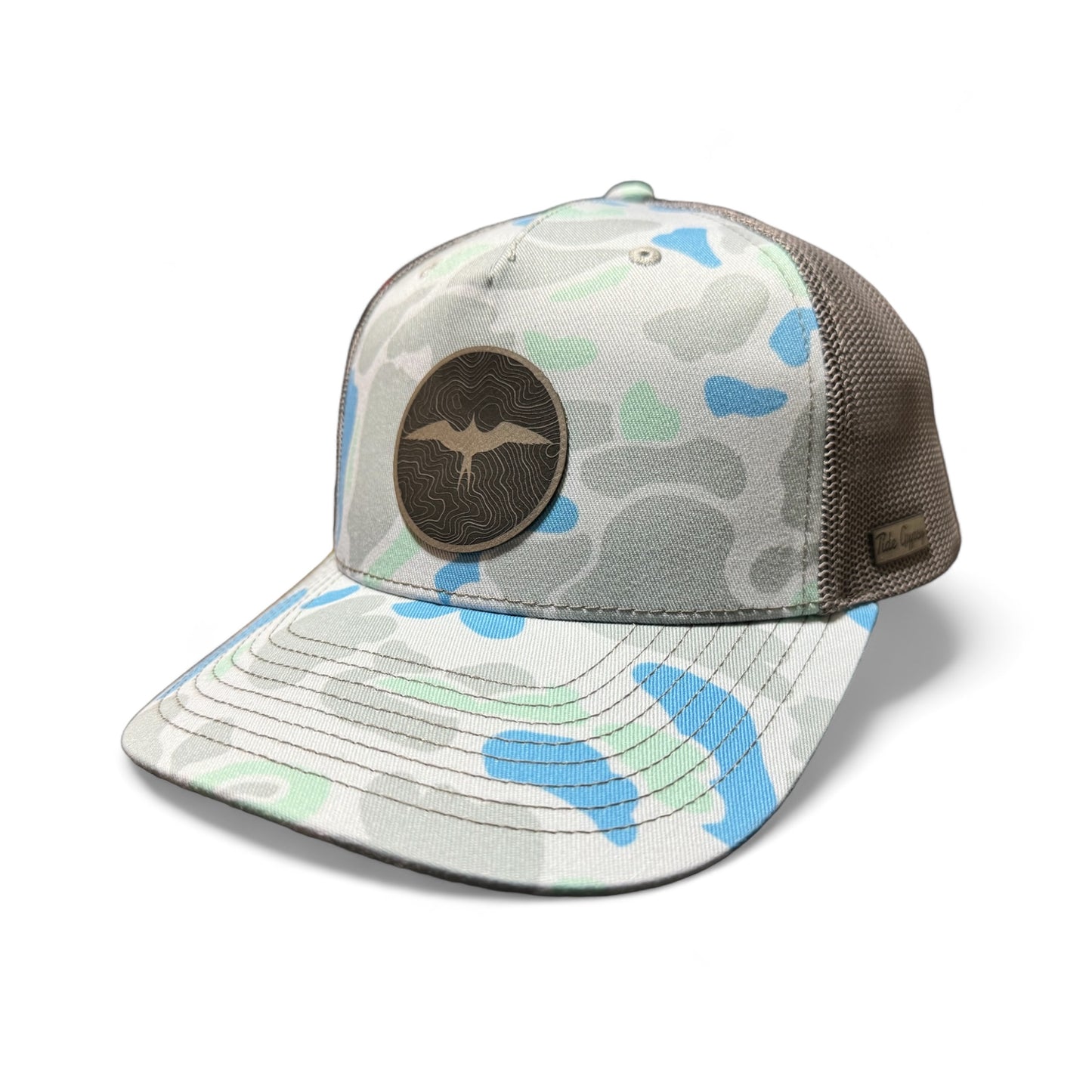 Saltwater Camo Snapback with Frigate Topo Patch - Gray