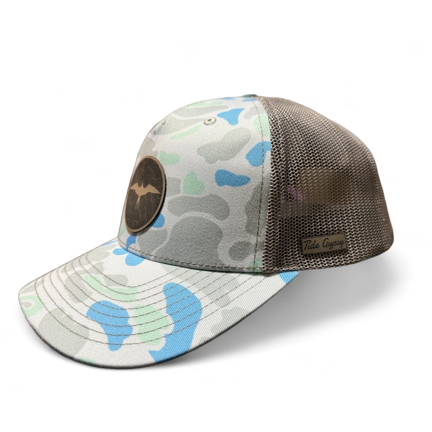 Saltwater Camo Snapback with Frigate Topo Patch - Gray