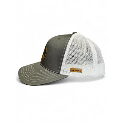 Charcoal Snapback with Double Palm Patch - Saddle Tan