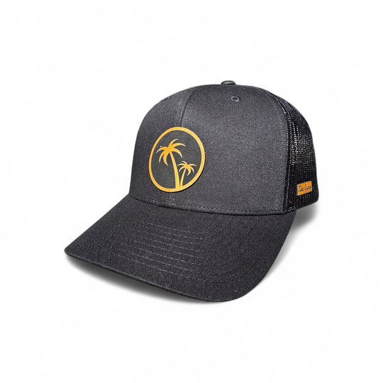 Black Snapback with Double Palm Patch - Bamboo